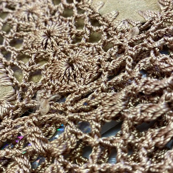 Unique OOAK Hippie Patchwork Leather Crochet Crop Jacket Top Blouse Handmade Sz? - Picture 15 of 16